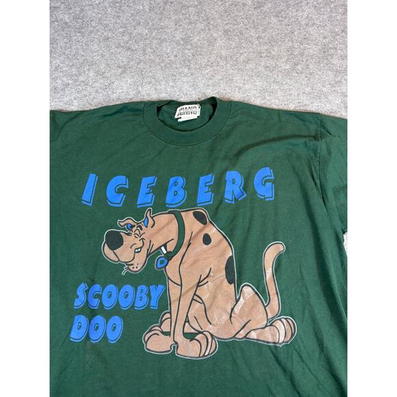 Vintage 90s Scooby Doo Iceberg T Shirt Mens Large Green Warner Bros Cartoons - Picture 2 of 5